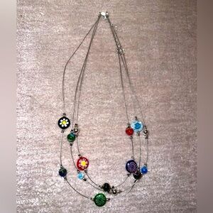 Beaded Charm Necklace Layered Set